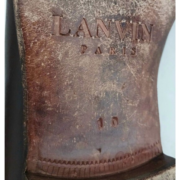 VTG Lanvin Paris Brown Leather Suede Slip On Dress Loafer Sz US 10 - Picture 8 of 9